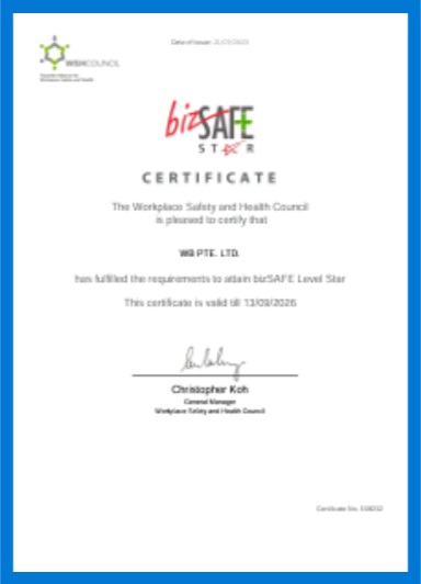 WB Bizsafe Star Certificate